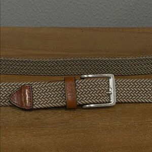 Tommy Bahama Stretch Two Tone Belt-Leather Trim-Silver Buckle Size 42-44 XL